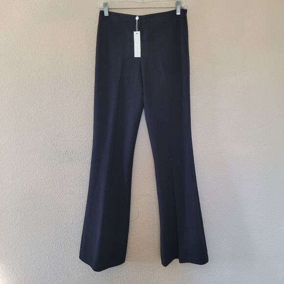 Trina Turk Black Lancelot Flare Leg Dress Pants Size 00 Side Zip Stretch  USA Nwt